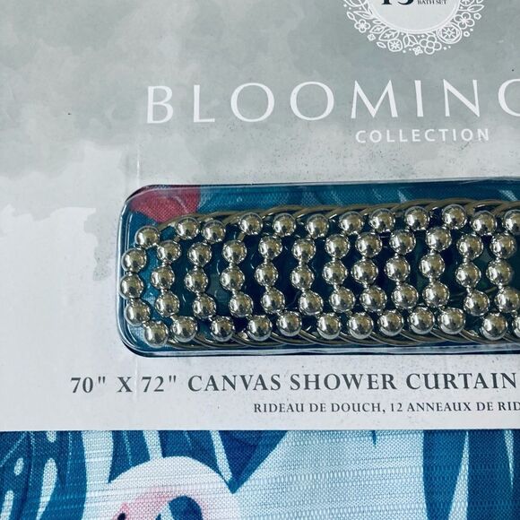 Flamingo Tropical Palm 13-pc Shower Curtain Bathroom Set - Picture 3 of 4